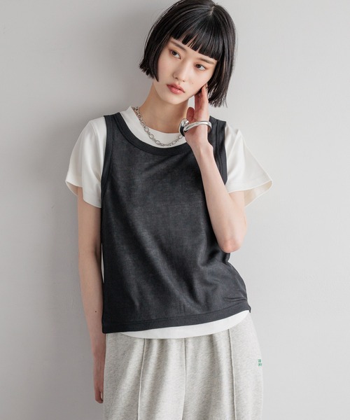 LOWRYS FARM（ローリーズファーム） tシャツ タンクレイヤードSETT