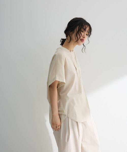 ブラウス シャツ リネン フレンチスリーブ スキッパー シャツ レディース ROPE' PICNIC ブラウス シャツ フレンチスキッパーブラウス