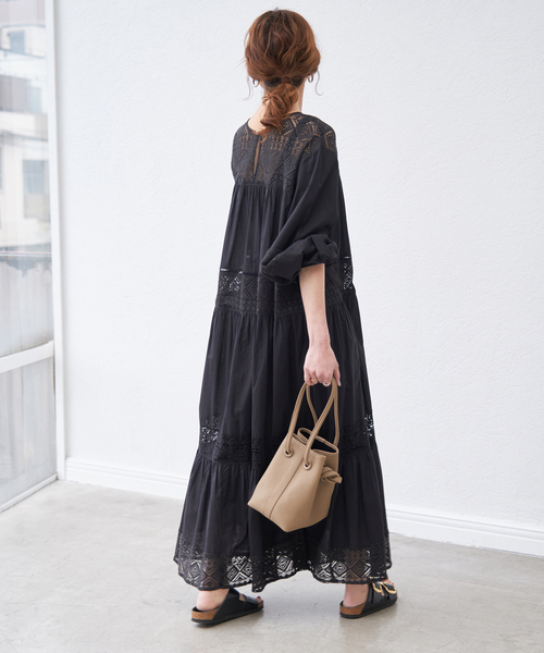 Spick＆Span ワンピース 「WEB限定追加2」HYUレースギャザー