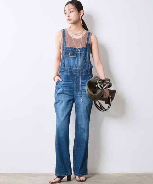 デニムサロペット Mサイズ 100%コットン CHIC STYLE サロペット オーバーオール 綿100％デニム