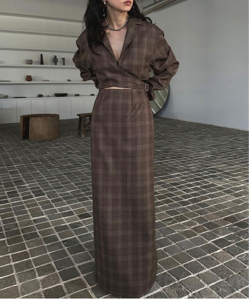 Ameri（アメリ） ワンピース WAIST CROSS CHECK DRESS : ZOZOTOWN
