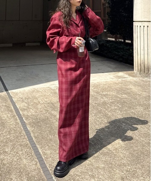 Ameri（アメリ） ワンピース WAIST CROSS CHECK DRESS : ZOZOTOWN