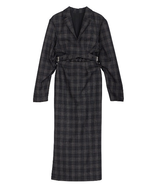 Ameri（アメリ） ワンピース WAIST CROSS CHECK DRESS : ZOZOTOWN