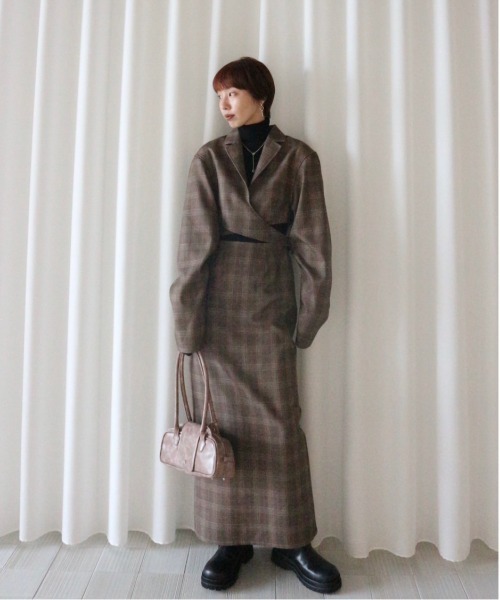 Ameri（アメリ） ワンピース WAIST CROSS CHECK DRESS : ZOZOTOWN