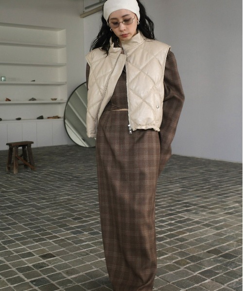 Ameri（アメリ） ワンピース WAIST CROSS CHECK DRESS : ZOZOTOWN