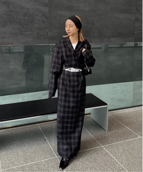 Ameri（アメリ） ワンピース WAIST CROSS CHECK DRESS : ZOZOTOWN