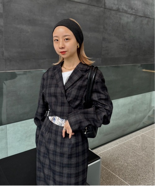 Ameri（アメリ） ワンピース WAIST CROSS CHECK DRESS : ZOZOTOWN
