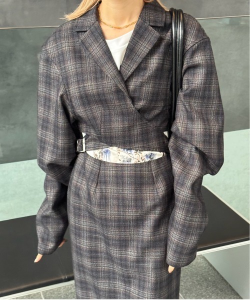 Ameri（アメリ） ワンピース WAIST CROSS CHECK DRESS : ZOZOTOWN