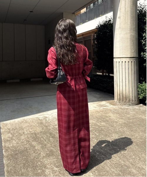 Ameri（アメリ） ワンピース WAIST CROSS CHECK DRESS : ZOZOTOWN