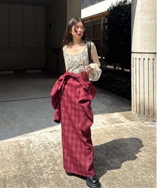 Ameri　WAIST CROSS CHECK DRESS Ameri（アメリ） ワンピース WAIST CROSS CHECK DRESS : ZOZOTOWN