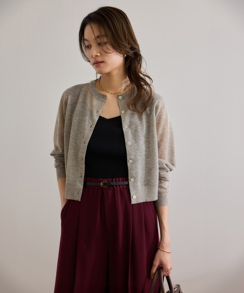 ROPE'（ロペ） カーディガン 「洗える」LEVITAクルーネックシアー