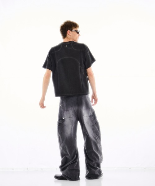 ハーフスリーブT BLK tシャツ 「FVLMEN」side slit button halfsleeve tee/サイド