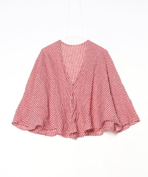 「nest Robe」 チェック柄ドルマンスリーブブラウス - レッド レディース