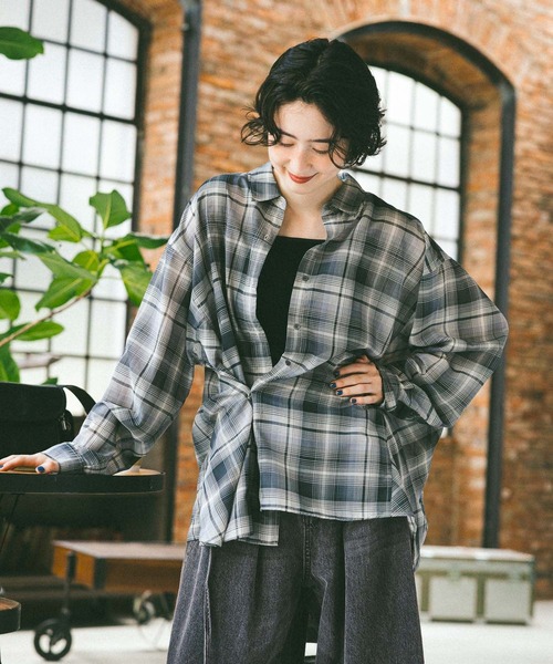 niko and…（ニコアンド） ブラウス シャツ ダブルフロントチェック