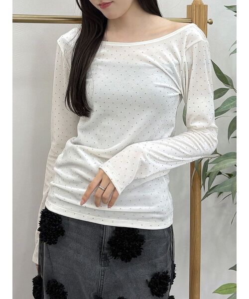 tシャツ 「OUNNOUN」シャイニーベロアトップス レディース
