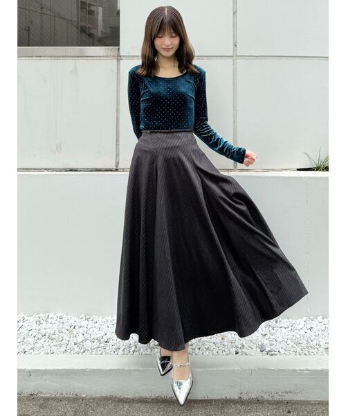 MERCURYDUO tシャツ 「OUNNOUN」シャイニーベロアトップス