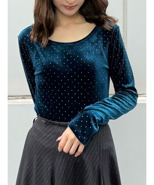 MERCURYDUO シャイニーベロアトップス MERCURYDUO tシャツ 「OUNNOUN」シャイニーベロアトップス