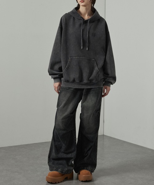 パーカー 「Alfred Alex」ヴィンテージ加工ケミカルウォッシュ ワン