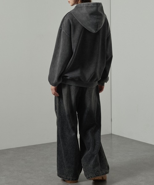 パーカー 「Alfred Alex」ヴィンテージ加工ケミカルウォッシュ ワン