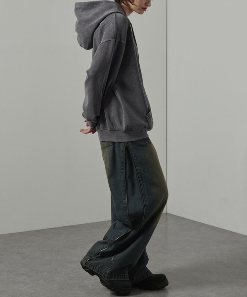 パーカー 「Alfred Alex」ヴィンテージ加工ケミカルウォッシュ ワン