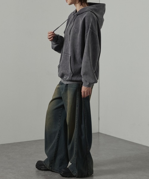 パーカー 「Alfred Alex」ヴィンテージ加工ケミカルウォッシュ ワン