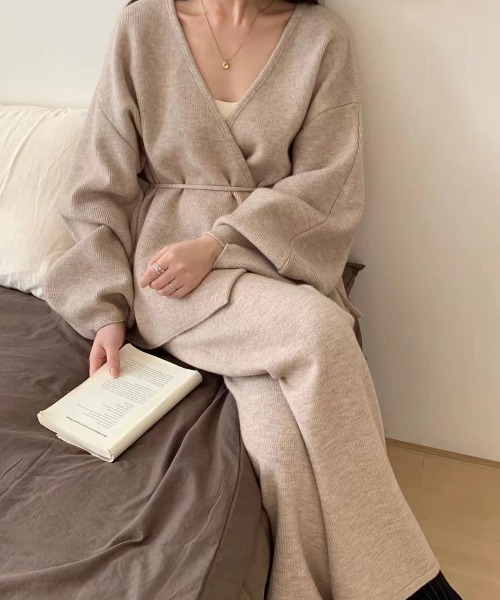 cammie サロペット オーバーオール ボリュームスリーブニット×パンツ