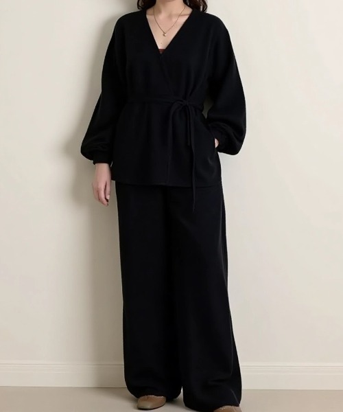 cammie サロペット オーバーオール ボリュームスリーブニット×パンツ