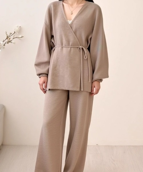 cammie サロペット オーバーオール ボリュームスリーブニット×パンツ