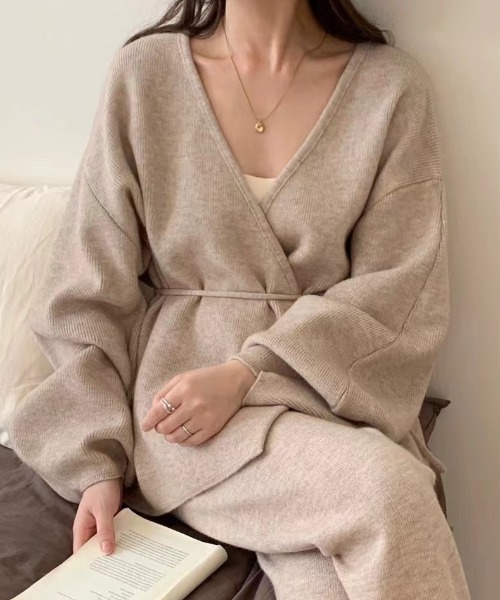 cammie サロペット オーバーオール ボリュームスリーブニット×パンツ