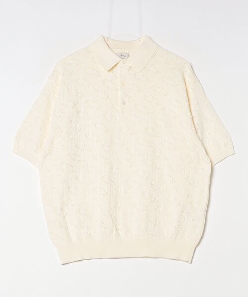 【BEAMS】半袖ケーブルニットポロシャツ Mサイズ オフホワイト BEAMS】半袖ケーブルニットポロシャツ Mサイズ オフホワイト