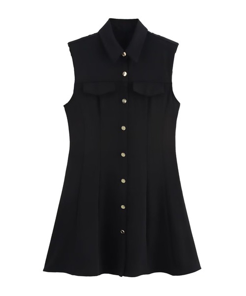 NoBelle ワンピース ライン ノースリーブ 襟付きワンピース : ZOZOTOWN