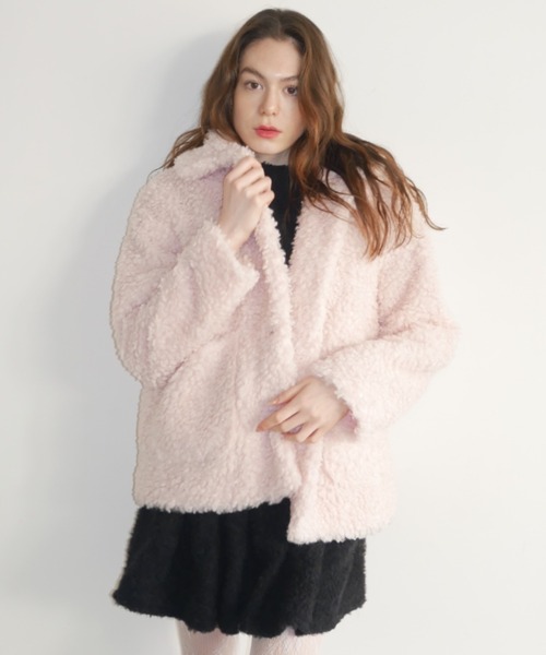 honey mi honey poodle fur coatコート honey mi honey poodle fur 