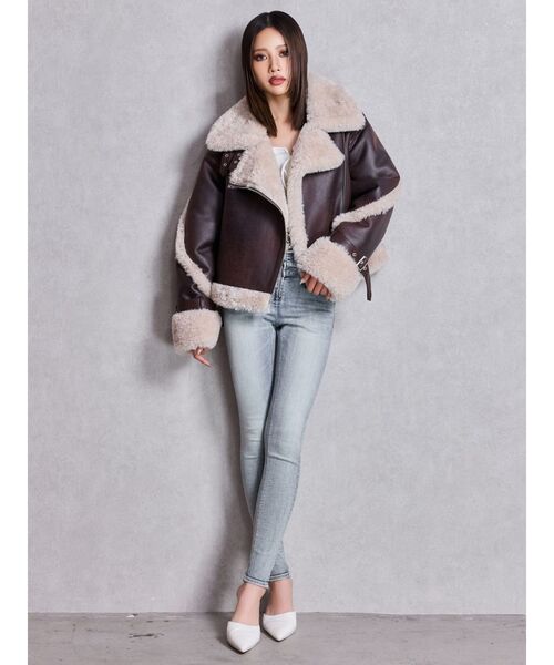 w closet エコムートンビッグライダース グレー 今季 ムートン コート w closet（ダブルクローゼット）｜ムートンコート一覧 - WEAR