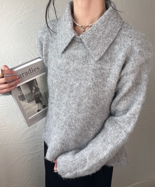 deux amour ニット セーター 衿取り外しポロニット レディース
