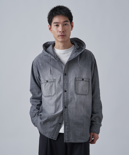 B.C STOCK（ベーセーストック） シャツ シャンブレー フードシャツ