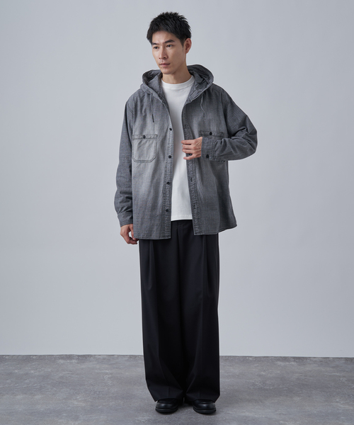 B.C STOCK（ベーセーストック） シャツ シャンブレー フードシャツ