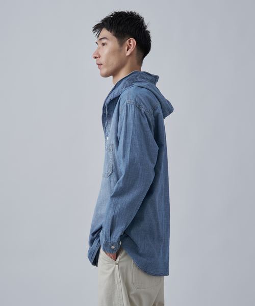 B.C STOCK（ベーセーストック） シャツ シャンブレー フードシャツ