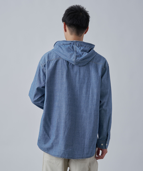 B.C STOCK（ベーセーストック） シャツ シャンブレー フードシャツ