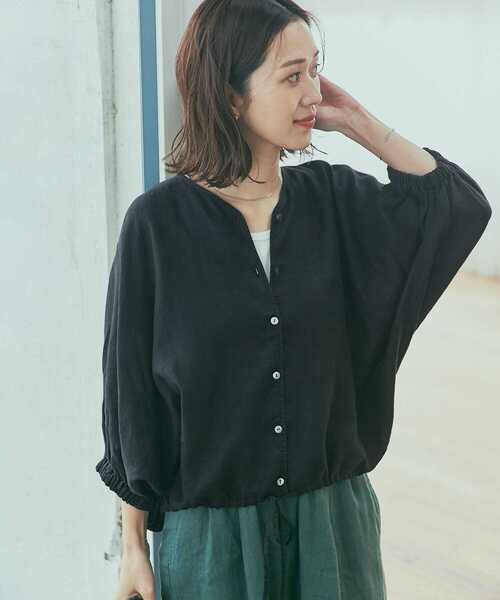 「URBAN RESEARCH DOORS」 7分袖ブラウス MEDIUM ブラック レディースの画像