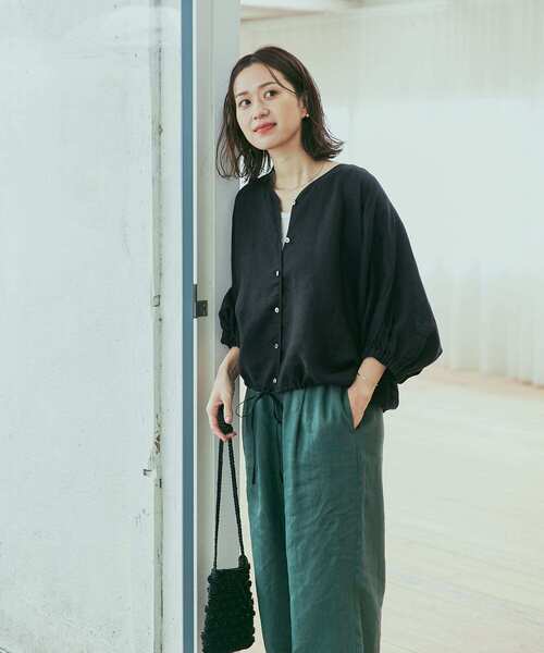 「URBAN RESEARCH DOORS」 7分袖ブラウス MEDIUM ブラック レディースの画像