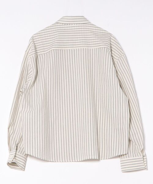 シャツ a.p.o.v. クロップド丈シアサッカーストライプシャツ メンズ