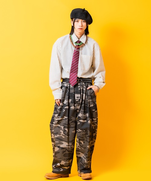 シャツ a.p.o.v. クロップド丈シアサッカーストライプシャツ メンズ