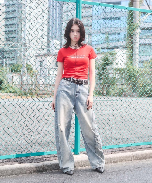 「ENVYM」 半袖Tシャツ FREE ブラック レディース_画像3