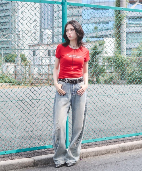 「ENVYM」 半袖Tシャツ FREE ブラック レディース_画像5