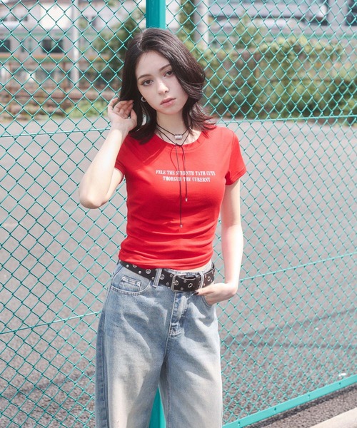 「ENVYM」 半袖Tシャツ FREE ブラック レディース_画像6