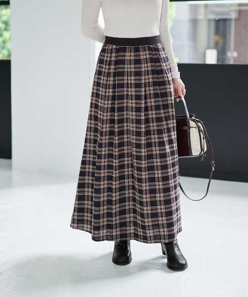 STYLE DELI スカート 立体ステッチチェック柄スカート