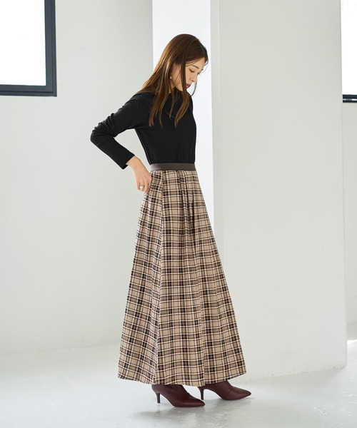 STYLE DELI スカート 立体ステッチチェック柄スカート