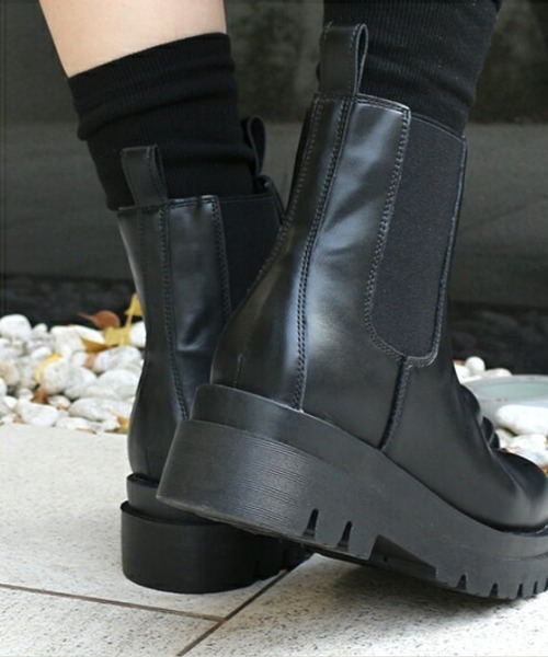 大人気完売レアECO-LEATHER サイドゴア ショートブーツ黒 A.I ブーツ 盛れるサイドゴアショートブーツ レディース : ZOZOTOWN