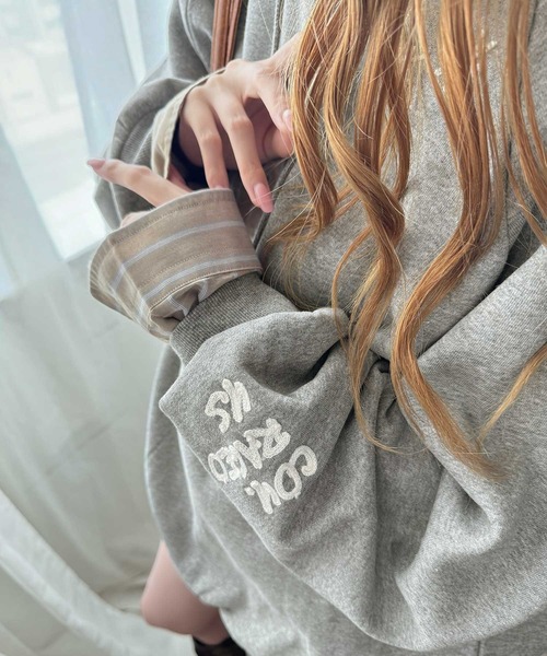 「Java」 プルオーバーパーカー LARGE チャコール レディース_画像5