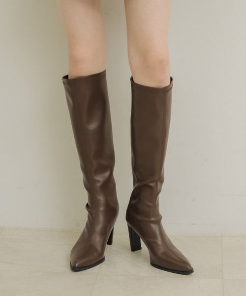 ブーツ ポインテッドトゥロングブーツ レディース